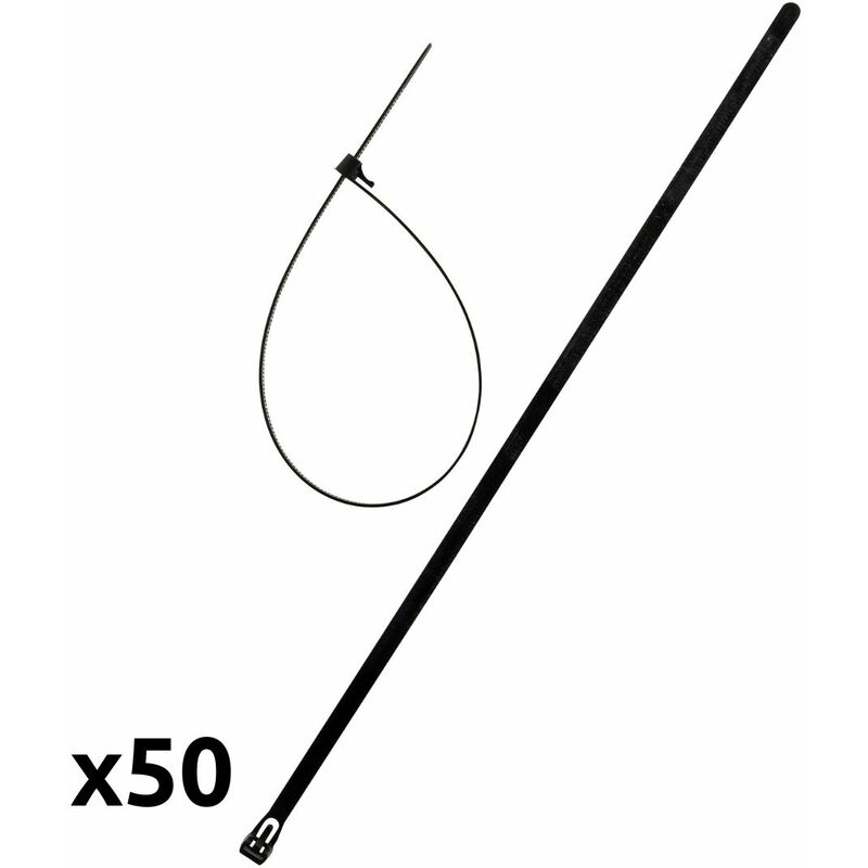 

50 bridas reutilizables para cables 7,6x370mm - Zenitech