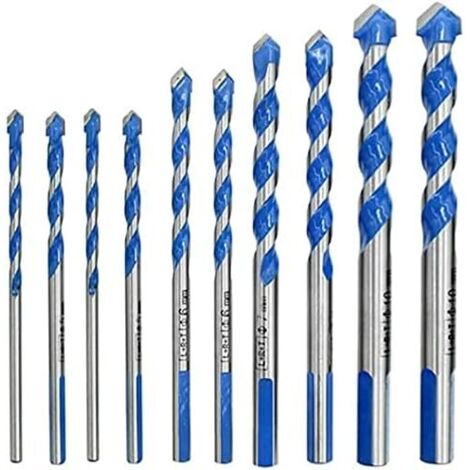 10 brocas de carburo de tungsteno para metal, acero y baldosas cerámicas (6/8/10/12 mm)