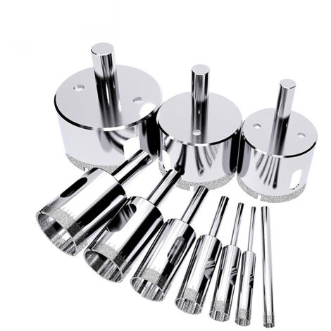 10 brocas de diamante de 6-50 mm para cortar vidrio, porcelana, cerámica y piedra.