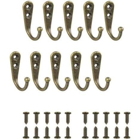 10 bronzefarbene Einzelhaken, schwarze Wandhaken, Garderobenständer, inklusive Befestigungsschrauben