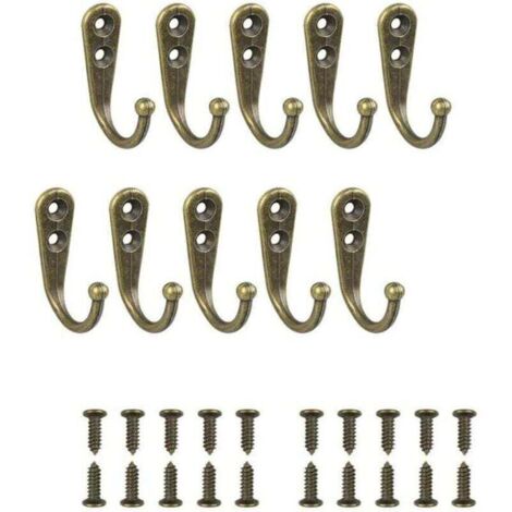 10 bronzefarbene Einzelhaken, schwarze Wandhaken, Garderobenständer, inklusive Befestigungsschrauben
