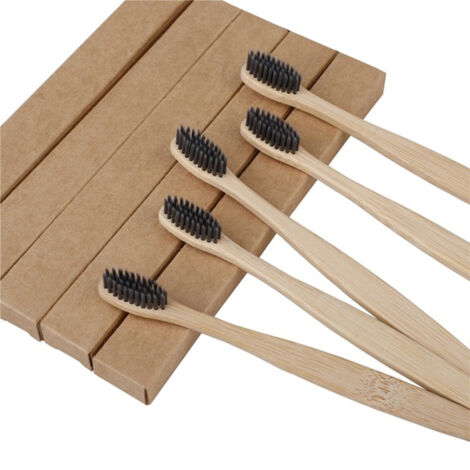 10 Brosses à Dents en Bambou Écologique avec Charbon Actif - Soin Dentaire Naturel