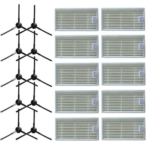 10 brosses latérales + 10 filtres HEPA pour aspirateur robotique Lidl SilverCrest SSR 3000 A1