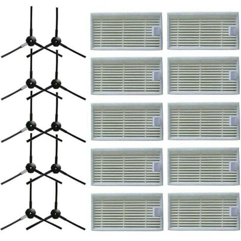10 brosses latérales + 10 filtres HEPA pour , XU,aspirateur robotique Lidl SilverCrest SSR 3000 A1 - KZQ