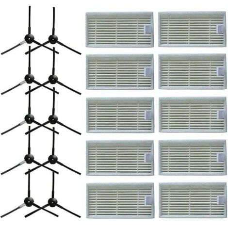 10 brosses latérales + 10 filtres HEPA pour , XU,aspirateur robotique Lidl SilverCrest SSR 3000 A1 - KZQ