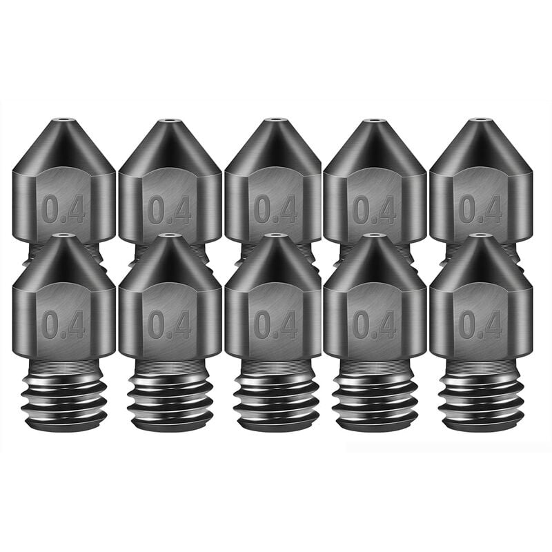 10 buses d'extrudeuse MK8 pour imprimante 3D Buses en acier trempé à haute température de 0,4 mm, compatibles avec Makerbot, Creality CR-10 Ender 3,
