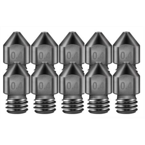 10 buses d'extrudeuse MK8 pour imprimante 3D Buses en acier trempé à haute température de 0,4 mm, compatibles avec Makerbot, Creality CR-10 Ender 3, Prusa i3