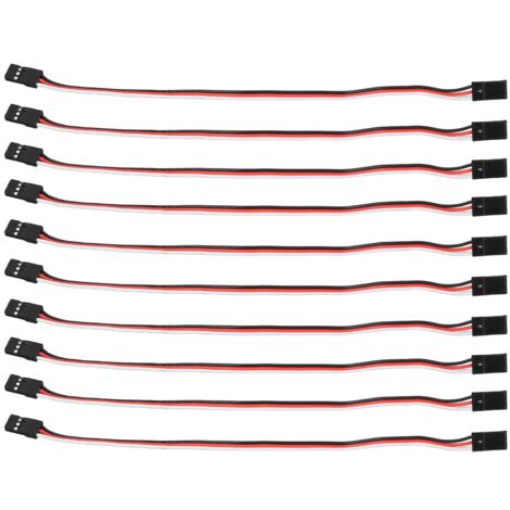 10 Câbles d'Extension Servo 3 Broches 200mm pour Voiture Modèle Radiocommandée - Connecteurs Femelle à Femelle avec Âme en Laiton