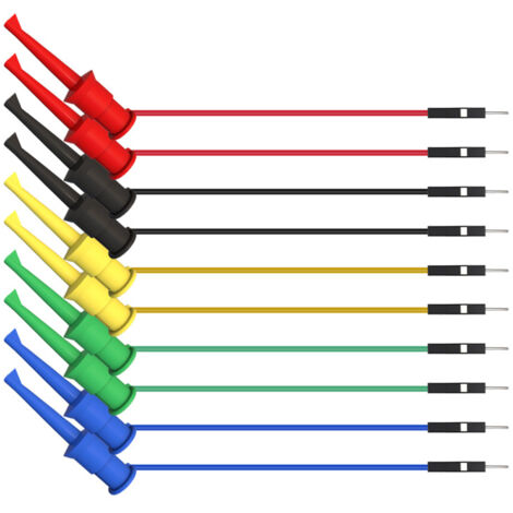 10 cables puente con pinzas de prueba de silicona flexible para placa de pruebas
