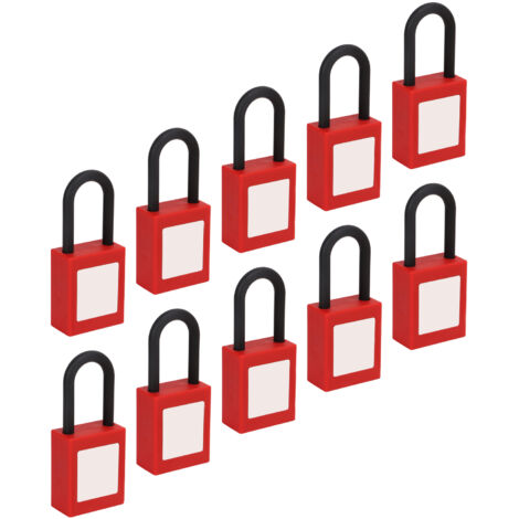 10 Cadenas de Sécurité avec Étiquettes pour Cadenassage Industriel Chimique et Électrique