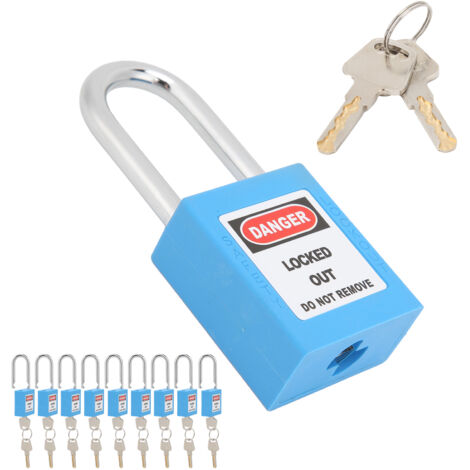10 Cadenas de Sûreté Acier Isolé Bleu 1.5in pour Équipements Industriels - Lot Antidérapant et Résistant