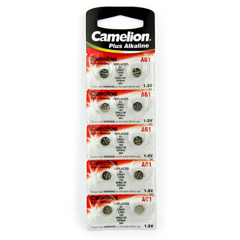 CAMELION 10  AG1 / LR60 / 164/364 / LR621 Pile Bouton, Longue dur&eacute;e de Conservation (Date d'expiration marqu&eacute;)