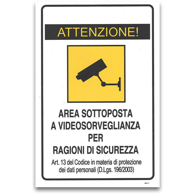 Image of Asiashopping - 10 cartelli targa aerea sottoposta videosorveglianza segnaletica pvc 20 x 30cm