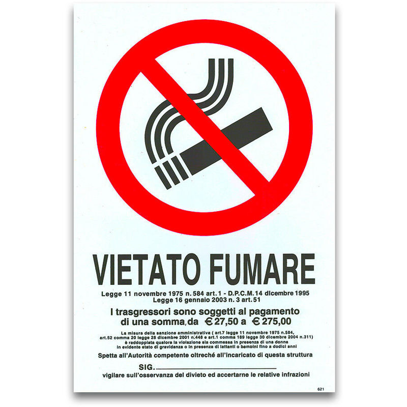 Image of Asiashopping - 10 cartelli targa vietato fumare divieto sicurezza segnaletica pvc 20 x 30 cm