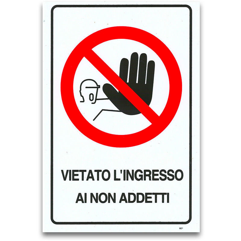 Image of Asiashopping - 10 cartelli targa vietato l'ingresso ai non addetti cantiere pvc 20 x 30 cm