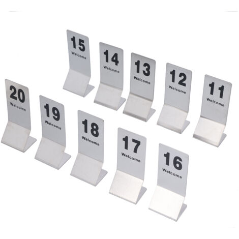 10 Cartes Numérotées pour Table en Acier Inoxydable Double Face - Chiffres 1 à 20, Signalétique de Siège Élégante