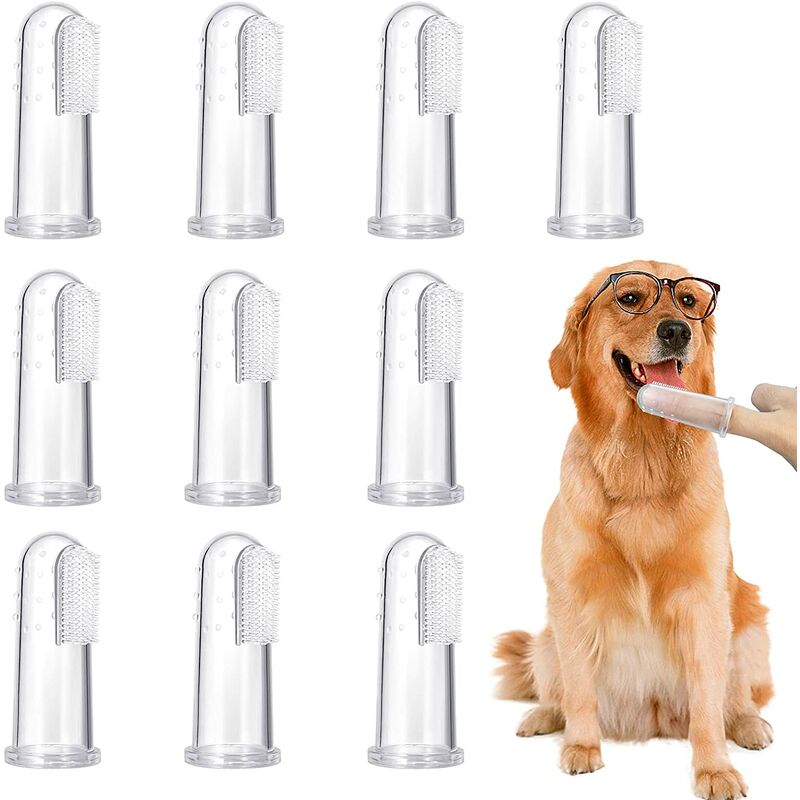 

10 cepillos de dientes para mascotas, cepillos de dientes de silicona suave, cepillos de dientes para limpieza de mascotas, adecuados para gatos y