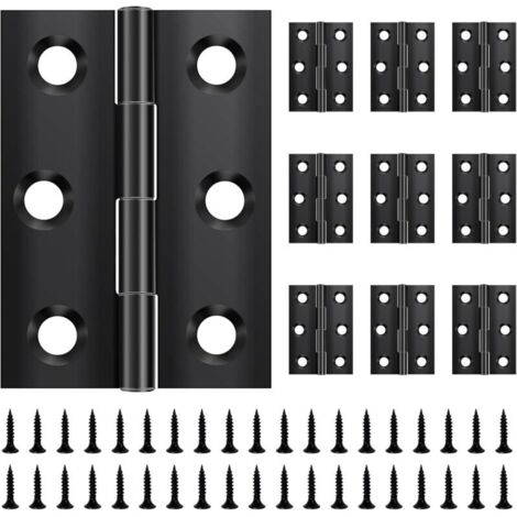 10 cerniere pieghevoli, 44 mm × 31 mm, in acciaio inox, nere, per porte, finestre e armadi, con 60 viti