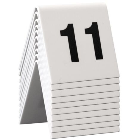 10 chevalets de table PVC blanc numérotés