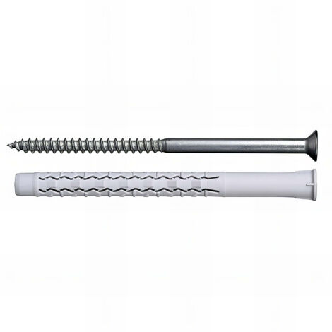 Ing Fixations – Lot de 10 chevilles longues CQLV D. 8 x 140 mm – Vis tête fraisée Torx T30 D. 5,5 x 140 mm – Nylon polyamide pour fixation solide