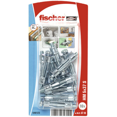 10 chevilles métallique Ø5 x 37 mm HM avec vis Ø5 x 45 mm - Fischer