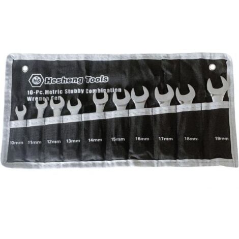 10 Chiavi combinate a forchetta e poligonale extra corte da 10 a 19 mm