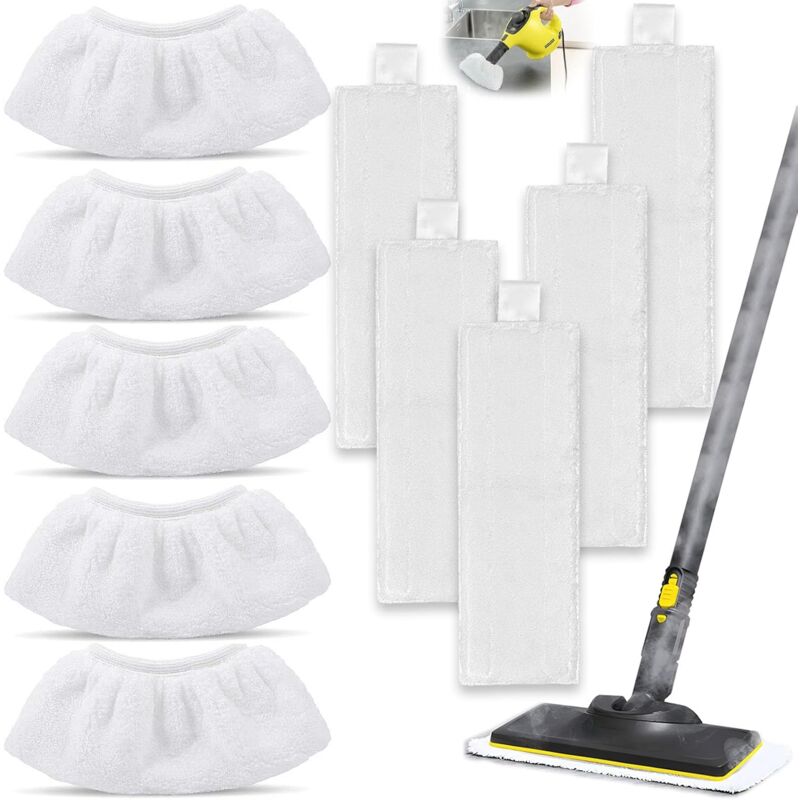 10 Chiffons de Rechange en Microfibre Accessoires Set,compatible pour Nettoyeur Vapeur Kärcher Easyfix SC2 SC3 SC4 SC5 Bonnettes Microfibres