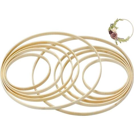 10 círculos de madera para decorar anillos de corona de bambú floral, aros de bambú de macramé, atrapasueños DIY para bodas, atrapasueños y manualidades