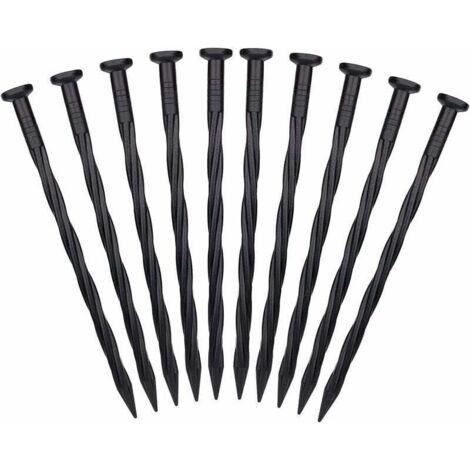 10 clavos para bordes de césped, estacas de anclaje de plástico para jardín, clavos de tierra para carpas, estacas de jardín en espiral para bordes de aceras de césped artificial
