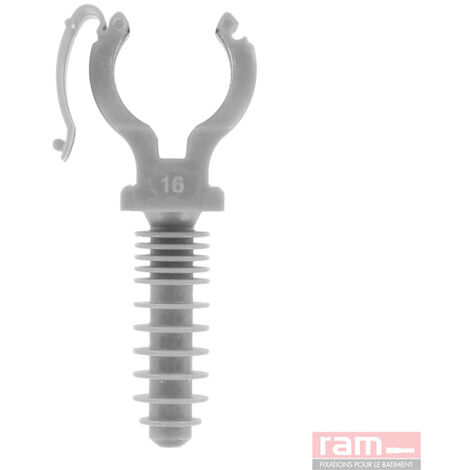 10 CLIPEO simple gris - Fixation pour tube IRL Ø16 - Ram