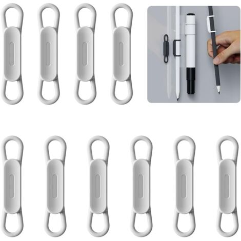 10 clips magnétiques silicone pour stylos gel ou effaçables à sec, gris