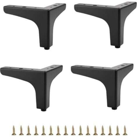 10 cm Pieds de canapé en métal 4 pièces Pieds de Meubles Modernes Pieds de Meubles de canapé Pieds surélevés Bricolage Meuble TV Meuble de canapé Pieds de Meubles de Remplacement, Noir