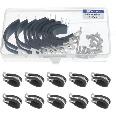 10 Collier De Serrage Acier Inoxydable 26mm Caoutchouc Fixation Tube Tuyau Automobile