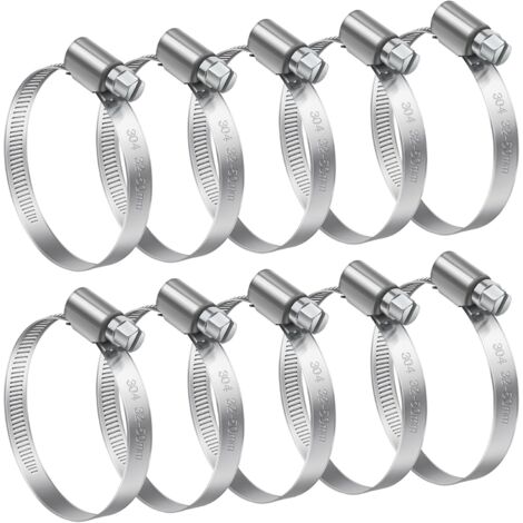 10 Collier de Serrage,Acier Inoxydable 304,Réglable 32-50mm,Tuyau Plomberie Automobile
