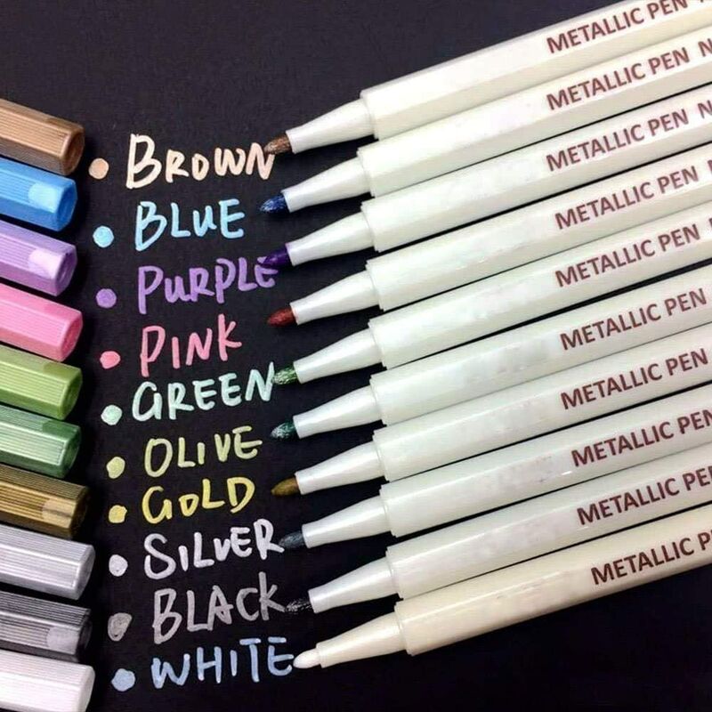 Perlerareit - 10 Colors Paint Pens for Scrapbooking, DIY Photo Album DIY, Card Making, Art Markers for Metal and Ceramics