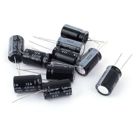 10 Condensateurs Électrolytiques Aluminium 25V 2200μF Axiaux 13x20mm Pour Circuits Électroniques