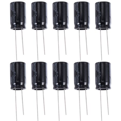 10 Condensatori elettrolitici radiali 22uF 400V neri 105°C 13x21mm