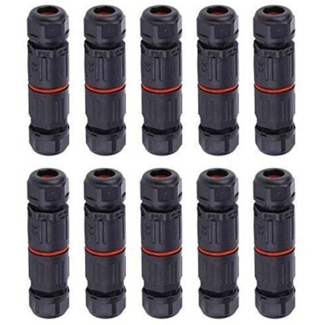 10 conectores de cable impermeables IP68, de 0,5 mm² a 2,0 mm², de 3 pines para caja de conexiones, para fuentes exteriores, acuarios y alumbrado público.
