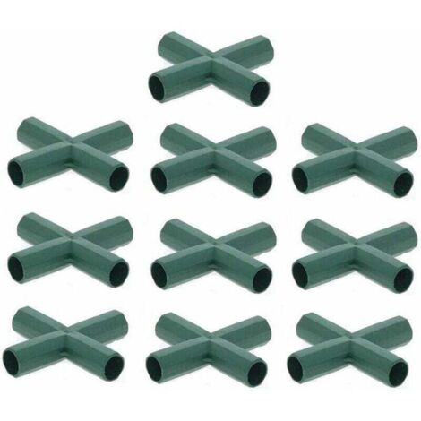 10 conectores para marcos de invernadero (16 mm, planos, 4 orificios)