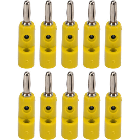 10 Connecteurs Banane Empilables 4mm sans Soudure, 30V AC‑60V DC 24A Max, pour Matériel Électronique Professionnel, Jaune