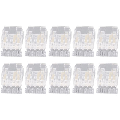 10 Connecteurs de Bande LED COB 10mm 3 Broches Transparents sans Soudure pour Maison Bureau École