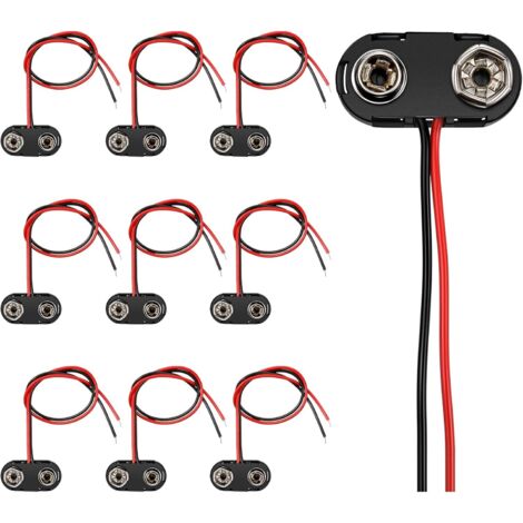 10 Connecteurs de Batterie, Câble 15 cm, Plastique Métal, Pour LED Alarme