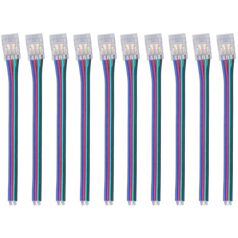 10 Connecteurs LED 4 Broches 10mm pour Ruban RGB COB, Solides et Sûrs - Maison, Fête, Bureau