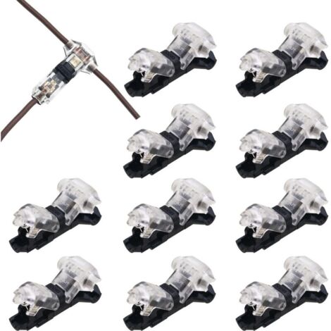 10 connettori a T a 1 pin per cavi elettrici da 20/22 AWG, connettori elettrici impermeabili per auto - cavi senza saldatura, connettori impermeabili per illuminazione a LED per auto, terminali a crim