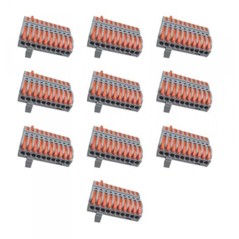 10 Connettori Veloce da Guida DIN Morsettiera Leva Cavo Connettore Bilaterale 10P