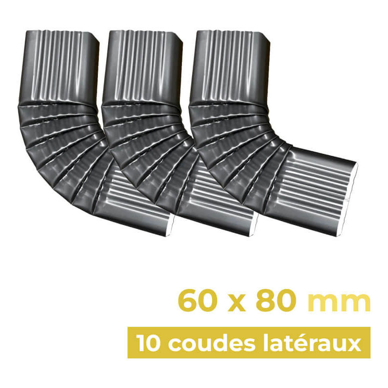 10 coudes latéraux gauche 60 x 80 en alu à angle de 74° - BA6 Aluhome