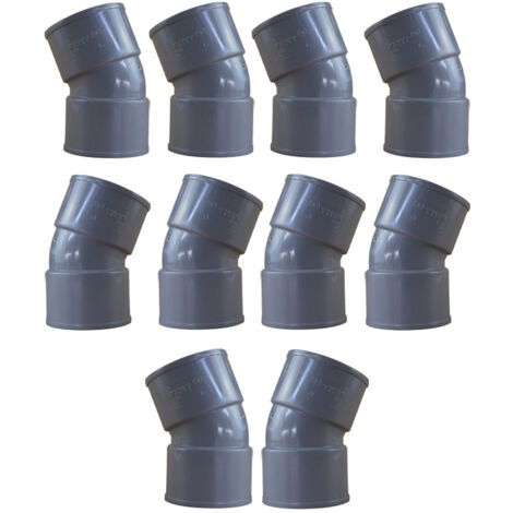 10 coudes PVC 22°30 Femelle Femelle Ø50 - First Plast