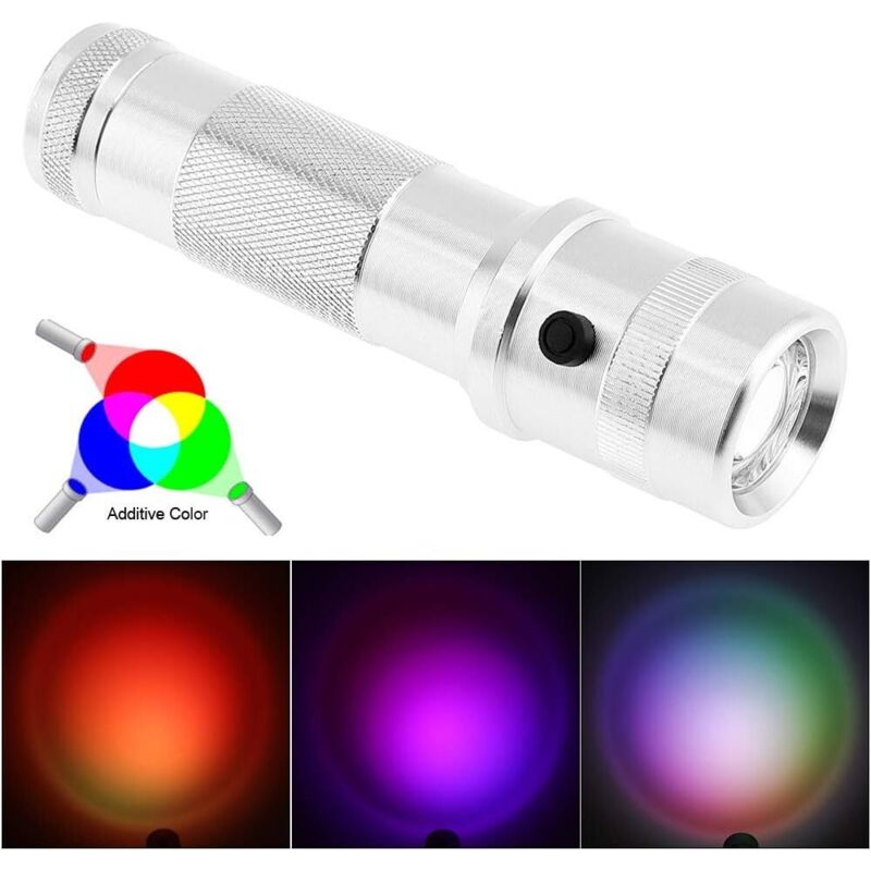 Jeffergarden Lampe torche LED RGB argentée à 10 couleurs en 1 étape, étanche IPX4, multicolore
