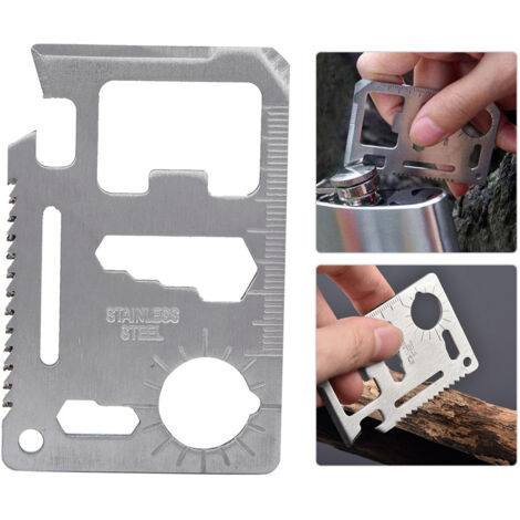 10 Couteaux de Survie en Acier Carbone Argenté Multifonctions pour Camping avec Étui Portable