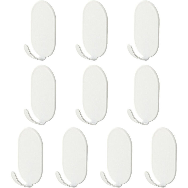 10 crochets autocollants - Acier au carbone - Ruban adhésif 3M - Crochets multi-usages - pour toutes les surfaces murales